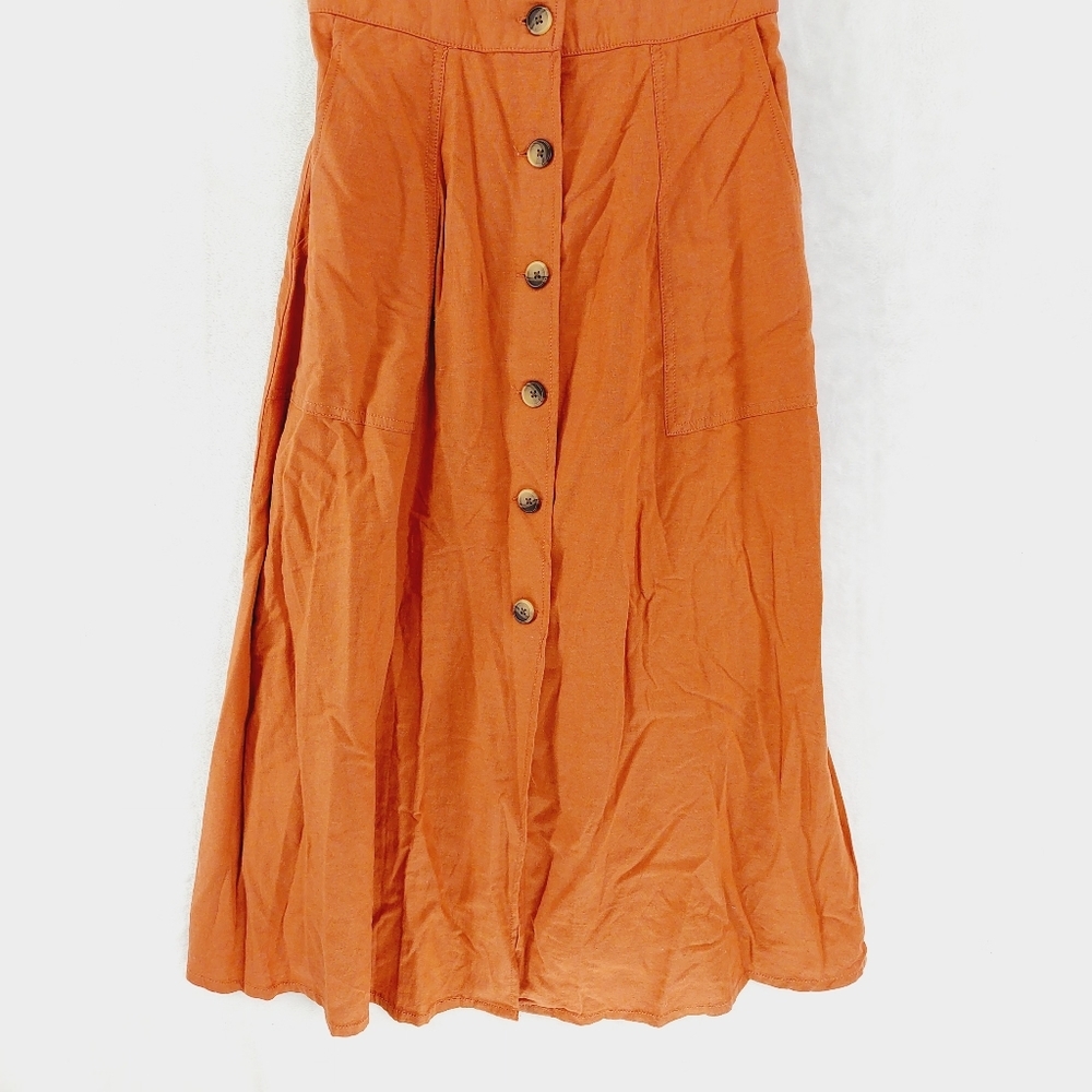 A.N.A. New Approach Rust Orange Button Down Linen… - image 3